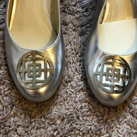 Silver Emblem Strap Back Heels - Picture 2 of 5